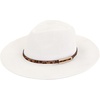 image:imageFunky Junque Womens Stylish Knit Fedora Hat  Wide Brim Panama with Woven Leather TasselLeopard Trim  White