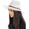 image:imageFunky Junque Womens Stylish Knit Fedora Hat  Wide Brim Panama with Woven Leather TasselLeopard Trim  White