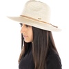 image:imageFunky Junque Womens Stylish Knit Fedora Hat  Wide Brim Panama with Woven Leather TasselRope Trim  Beige