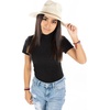image:imageFunky Junque Womens Stylish Knit Fedora Hat  Wide Brim Panama with Woven Leather TasselRope Trim  Beige