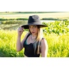 image:imageFunky Junque Womens Stylish Knit Fedora Hat  Wide Brim Panama with Woven Leather TasselRope Trim  Black