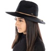 image:imageFunky Junque Womens Stylish Knit Fedora Hat  Wide Brim Panama with Woven Leather TasselRope Trim  Black