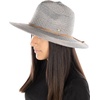 image:imageFunky Junque Womens Stylish Knit Fedora Hat  Wide Brim Panama with Woven Leather TasselRope Trim  Light Grey