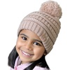 image:imageFunky Junque Exclusives Toddler Pom Beanie  Warm Knit Winter Hat for Kids Ages 14 Cozy Snow Beanies for Baby Boys amp GirlsBeige