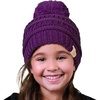 image:imageFunky Junque Exclusives Toddler Pom Beanie  Warm Knit Winter Hat for Kids Ages 14 Cozy Snow Beanies for Baby Boys amp GirlsPurple