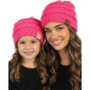 image:imageFunky Junque Mommy amp Me Beanie Set  Matching Knit Winter Hats for Baby Toddler Kids amp Moms Cute Family Beanies BundleAdult  Toddler  Ribbed  Candy Pink 2 Pk