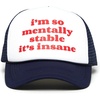 image:imageFunky Junque Premium Mesh Snapback Trucker Hat  Stylish Comfort for All  Patriotic Humor amp MoreIm So Mentally Stable Its Insane WhiteNavy