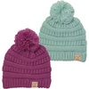 image:imageFunky Junque Toddler Pom Beanie  Kids Winter Hat for Ages 14 Baby Boy amp Girl Knit Beanies Warm Cozy Knit Snow Hats2 Pack  Mint  Lavender