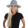 image:imageFunky Junque Womens Stylish Knit Fedora Hat  Wide Brim Panama with Woven Leather TasselHeather Grey
