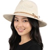 image:imageFunky Junque Womens Stylish Knit Fedora Hat  Wide Brim Panama with Woven Leather TasselRope Trim  Beige