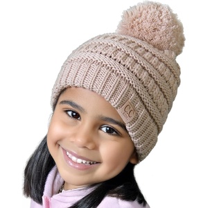 image:imageFunky Junque Exclusives Toddler Pom Beanie  Warm Knit Winter Hat for Kids Ages 14 Cozy Snow Beanies for Baby Boys amp GirlsBeige