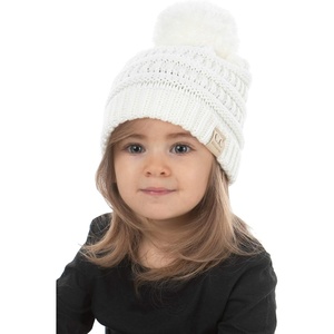 image:imageFunky Junque Exclusives Toddler Pom Beanie  Warm Knit Winter Hat for Kids Ages 14 Cozy Snow Beanies for Baby Boys amp GirlsIvory
