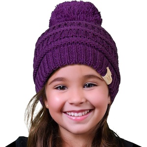 image:imageFunky Junque Exclusives Toddler Pom Beanie  Warm Knit Winter Hat for Kids Ages 14 Cozy Snow Beanies for Baby Boys amp GirlsPurple