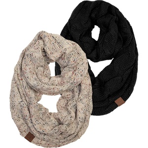image:imageFunky Junque Infinity Scarf for Women  Oversized Chunky Winter Scarf Colorful Fall Scarves Soft Sweater Wrap Cozy Style2 Pack  Confetti Oatmeal  Black