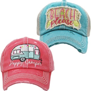 image:imageFunky Junque Kids Baseball Cap Embroidered Toddler Snapback HatBeach Please Turquoise  Happy Camper Coral
