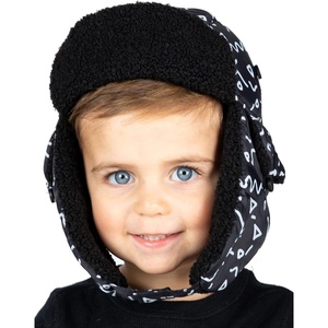 image:imageFunky Junque Kids Cozy Winter Trapper Hat with Fleece Ear Muffs  Warm amp AdjustableSquiggle Print  Black
