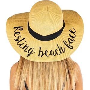 image:imageFunky Junque Panama Sun Hat Wide Brim Packable Straw Beach CapResting Beach Face