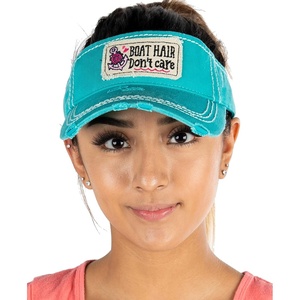 image:imageFunky Junque Womens Sun Visor Adjustable Moisture Wicking Golf CapBoat Hair Dont Care  Turquoise