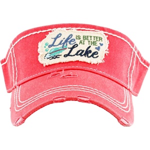 image:imageFunky Junque Womens Sun Visor Adjustable Moisture Wicking Golf CapLife is Better at the Lake  Coral