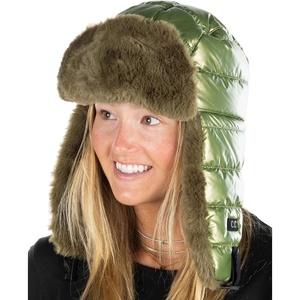 image:imageFunky Junque Womens Winter Hat with Faux Fur Earflaps  Warm Ushanka Puffer Bomber for Cold Weather ProtectionNew Olive