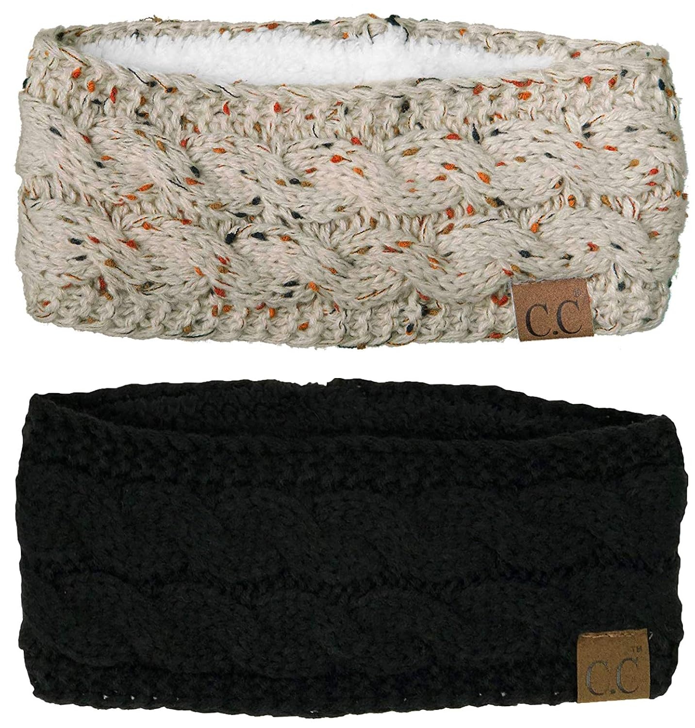 image:imageFunky Junque Fleece Lined Head Wrap Headband Ear Warmer for Women Soft Stretchy Cable Knit Winter Accessory for Cold Weather  Redmulticolored