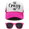 image:imageFunky Junque Bachelorette Trucker Hat amp Sunglasses Set  Funny Foam Hats amp Bride Sunglasses Party Favors for BridesmaidsThe Crazy One  Hat  Sunnies Set Hot Pink