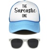 image:imageFunky Junque Bachelorette Trucker Hat amp Sunglasses Set  Funny Foam Hats amp Bride Sunglasses Party Favors for BridesmaidsThe Sarcastic One  Hat  Sunnies Set Light Blue White Sunglasses