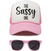 image:imageFunky Junque Bachelorette Trucker Hat amp Sunglasses Set  Funny Foam Hats amp Bride Sunglasses Party Favors for BridesmaidsThe Sassy One  Hat  Sunnies Set Light Pink