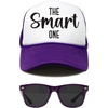 image:imageFunky Junque Bachelorette Trucker Hat amp Sunglasses Set  Funny Foam Hats amp Bride Sunglasses Party Favors for BridesmaidsThe Smart One  Hat  Sunnies Set Dark Purple