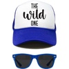 image:imageFunky Junque Bachelorette Trucker Hat amp Sunglasses Set  Funny Foam Hats amp Bride Sunglasses Party Favors for BridesmaidsThe Wild One  Hat  Sunnies Set Royal Blue