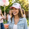 image:imageFunky Junque Bachelorette Trucker Hats for Women  Mesh Baseball Cap Bridal Shower Bride Party FavorsMy Last Bash  Light PinkWhite