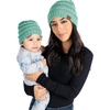 image:imageFunky Junque Mommy amp Me Beanie Set  Matching Knit Winter Hats for Baby Toddler Kids amp Moms Cute Family Beanies BundleAdult  Infant  Ribbed  Mint 2 Pack