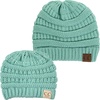 image:imageFunky Junque Mommy amp Me Beanie Set  Matching Knit Winter Hats for Baby Toddler Kids amp Moms Cute Family Beanies BundleAdult  Infant  Ribbed  Mint 2 Pack