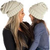 image:imageFunky Junque Mommy amp Me Beanie Set  Matching Knit Winter Hats for Baby Toddler Kids amp Moms Cute Family Beanies BundleAdult  Toddler  Oversized Beige 2 Pk