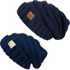 image:imageFunky Junque Mommy amp Me Beanie Set  Matching Knit Winter Hats for Baby Toddler Kids amp Moms Cute Family Beanies BundleAdult  Toddler  Oversized Navy 2 Pk