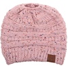 image:imageFunky Junque Ponytail Beanie for Women  Winter Hat Soft Stretch Cable Knit High Pony Tail Womens Running HatsA Confetti Indi Pink Design