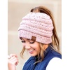 image:imageFunky Junque Ponytail Beanie for Women  Winter Hat Soft Stretch Cable Knit High Pony Tail Womens Running HatsA Confetti Indi Pink Design