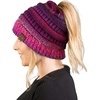 image:imageFunky Junque Ponytail Beanie for Women  Winter Hat Soft Stretch Cable Knit High Pony Tail Womens Running HatsA Galaxy Mix  Berry Burgundy