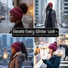 image:imageFunky Junque Ponytail Beanie for Women  Winter Hat Soft Stretch Cable Knit High Pony Tail Womens Running HatsA Galaxy Mix  Berry Burgundy