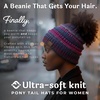 image:imageFunky Junque Ponytail Beanie for Women  Winter Hat Soft Stretch Cable Knit High Pony Tail Womens Running HatsA Galaxy Mix  Indigo Purple