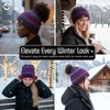 image:imageFunky Junque Ponytail Beanie for Women  Winter Hat Soft Stretch Cable Knit High Pony Tail Womens Running HatsA Galaxy Mix  Indigo Purple