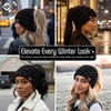 image:imageFunky Junque Ponytail Beanie for Women  Winter Hat Soft Stretch Cable Knit High Pony Tail Womens Running HatsA Sequin Black