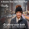 image:imageFunky Junque Ponytail Beanie for Women  Winter Hat Soft Stretch Cable Knit High Pony Tail Womens Running HatsConfetti Black Design