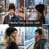 image:imageFunky Junque Ponytail Beanie for Women  Winter Hat Soft Stretch Cable Knit High Pony Tail Womens Running HatsConfetti Black Design