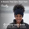 image:imageFunky Junque Ponytail Beanie for Women  Winter Hat Soft Stretch Cable Knit High Pony Tail Womens Running HatsNavy