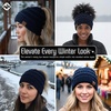 image:imageFunky Junque Ponytail Beanie for Women  Winter Hat Soft Stretch Cable Knit High Pony Tail Womens Running HatsNavy