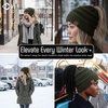 image:imageFunky Junque Ponytail Beanie for Women  Winter Hat Soft Stretch Cable Knit High Pony Tail Womens Running HatsOlive