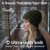 image:imageFunky Junque Ponytail Beanie for Women  Winter Hat Soft Stretch Cable Knit High Pony Tail Womens Running HatsOlive