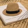 image:imageFunky Junque Short Brim Fedora Packable Sun Hat for WomenBrownNatural Mix W Black Band