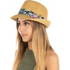 image:imageFunky Junque Short Brim Fedora Packable Sun Hat for WomenFloral Band  Natural